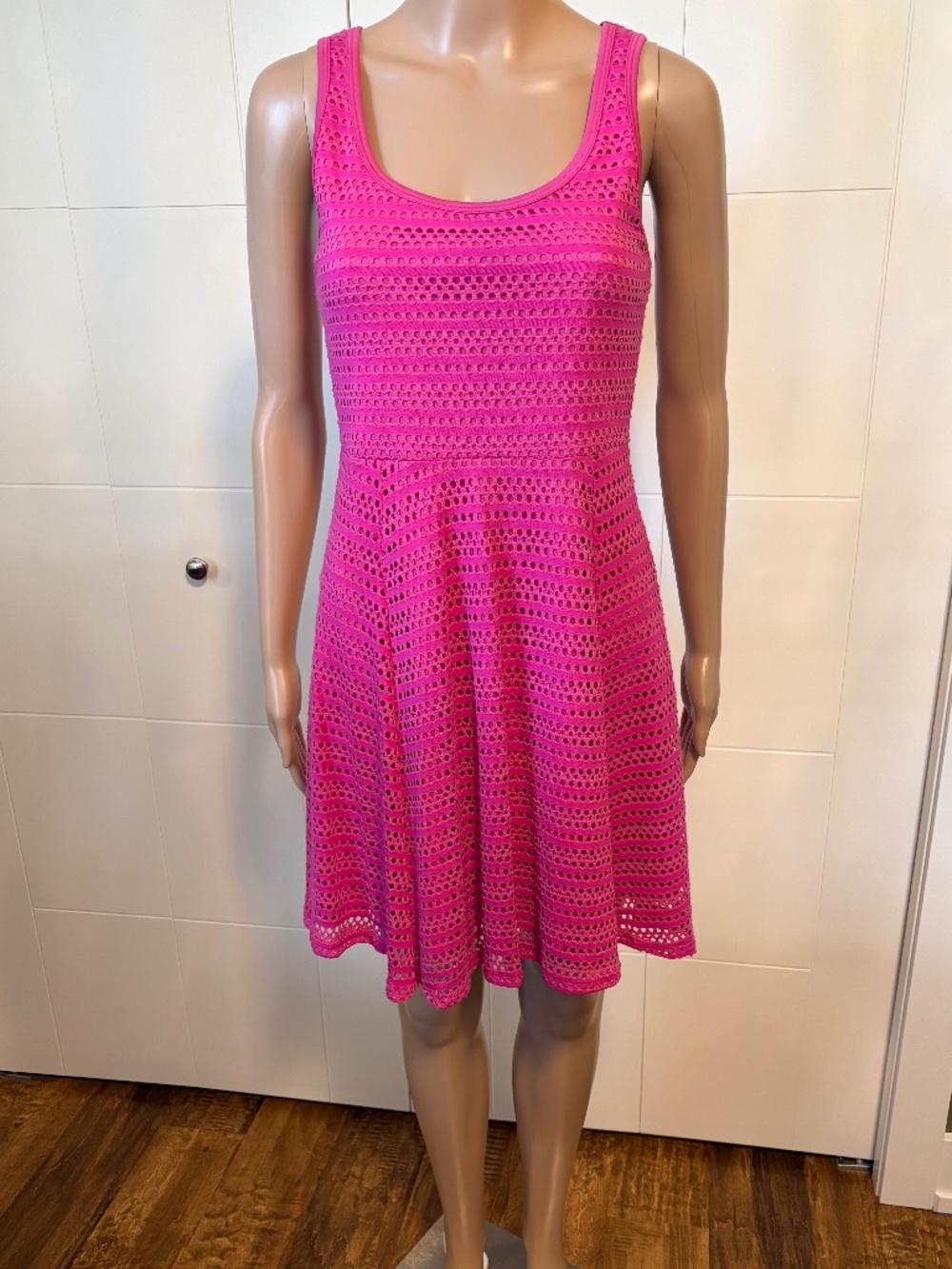 Dex Pink Crochet Fit & Flare Dress | Sleeveless | Summer Ready